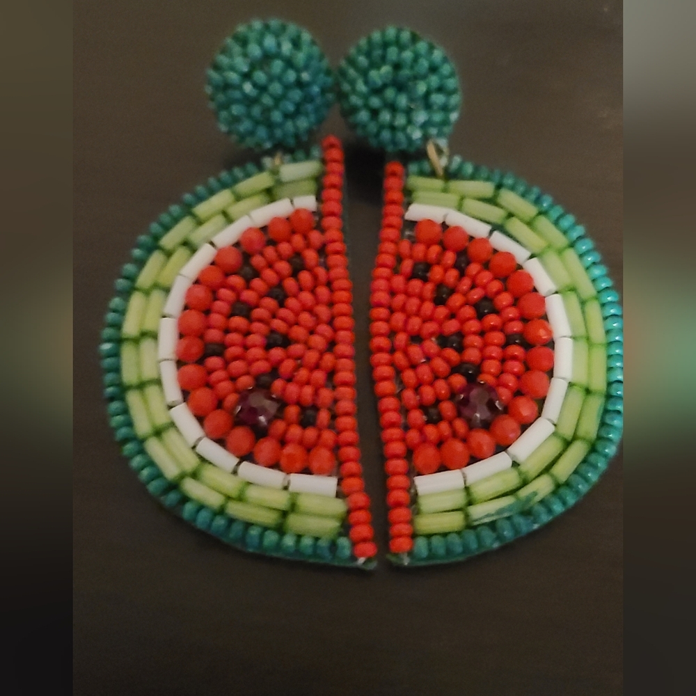 Watermelon Beaded Earrings
